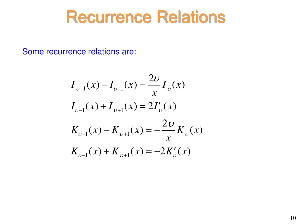 recurrence relations