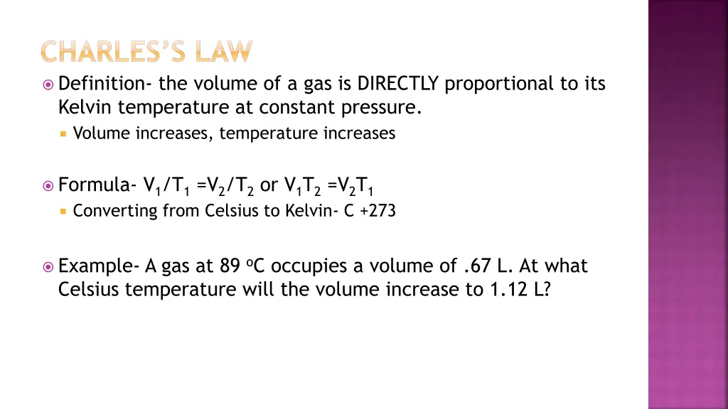 charles s law definition the volume