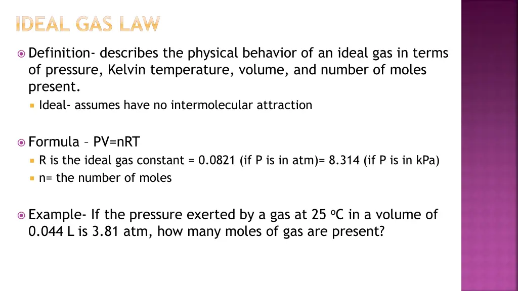 ideal gas law