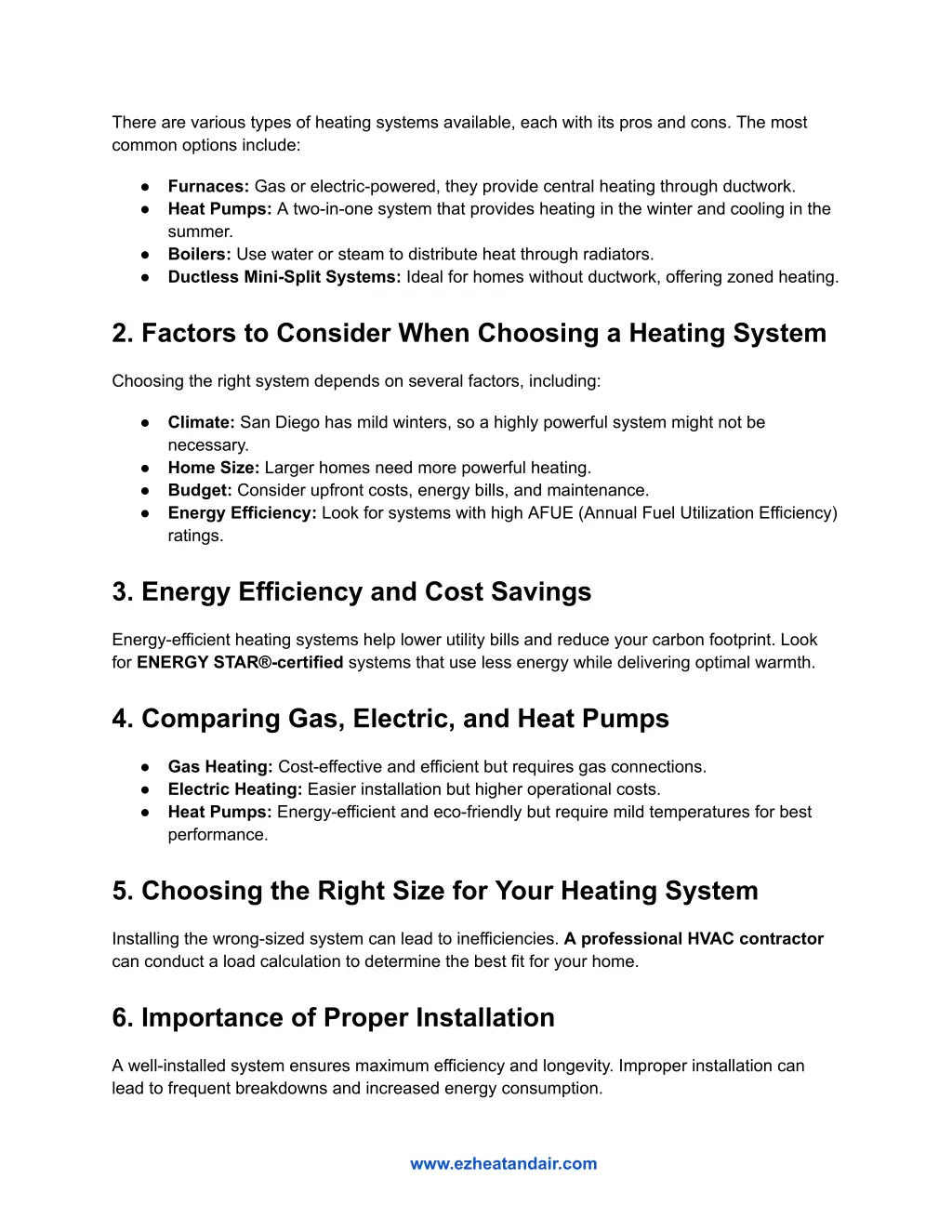 there are various types of heating systems