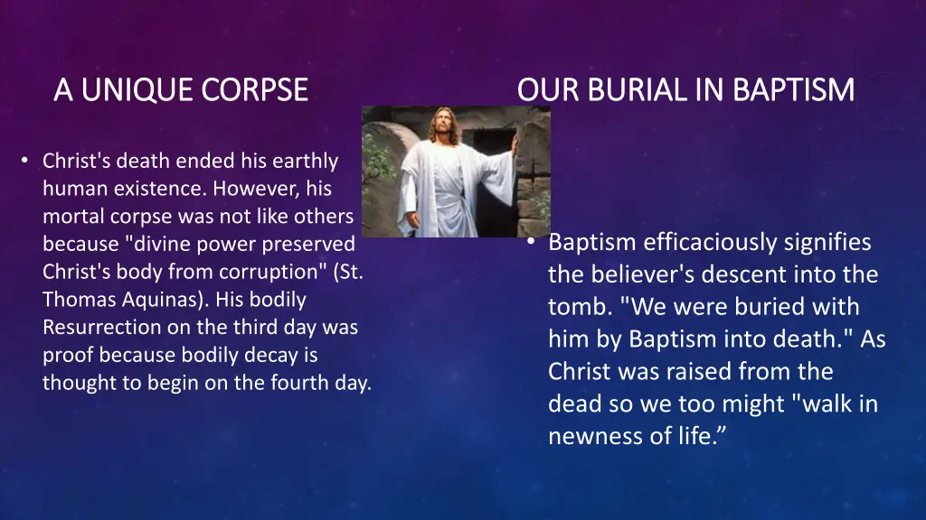 a unique corpse our burial in baptism a unique