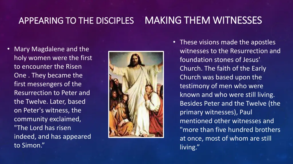 appearing to the disciples appearing