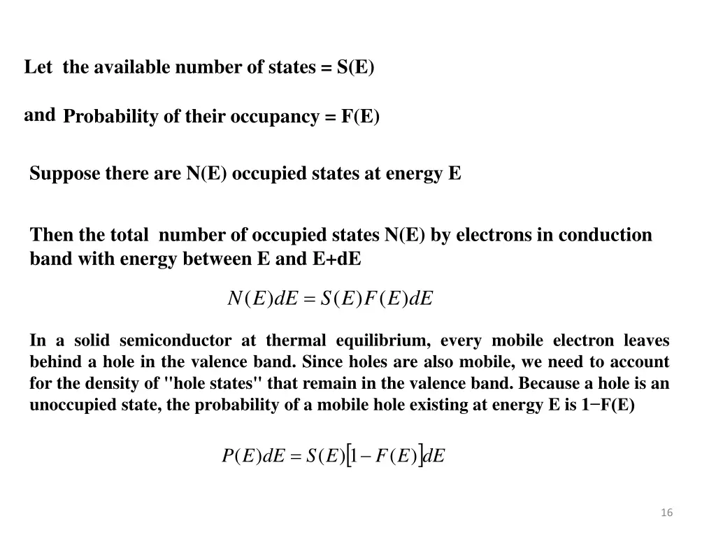 let the available number of states s e