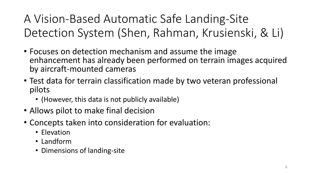 a vision based automatic safe landing site