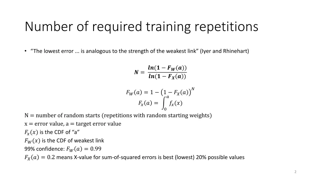 number of required training repetitions