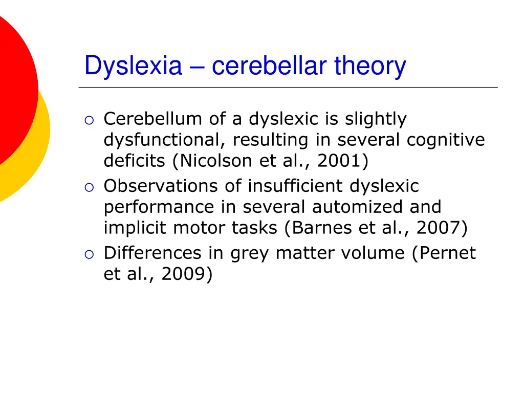 dyslexia cerebellar theory
