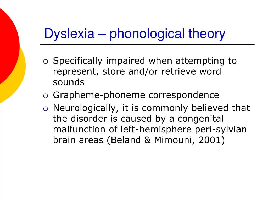 dyslexia phonological theory
