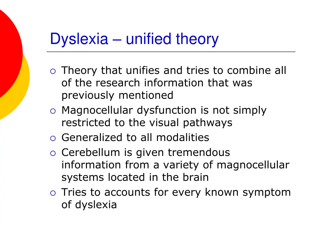 dyslexia unified theory