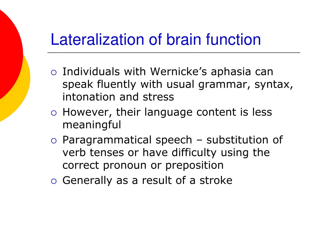 lateralization of brain function