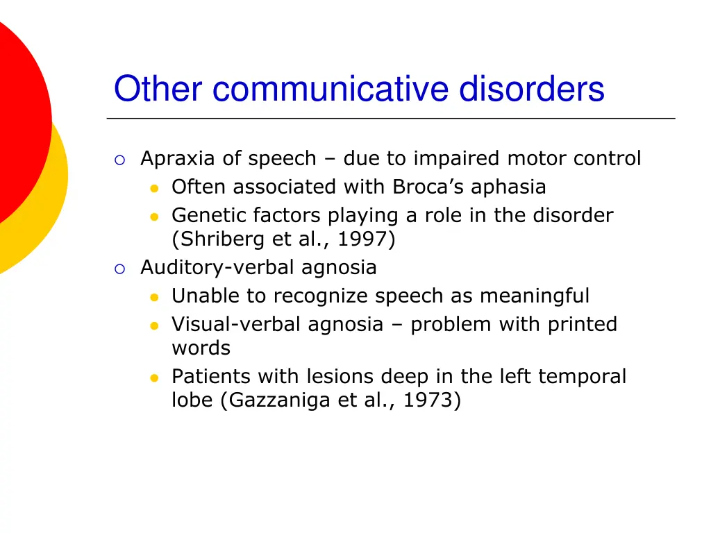 other communicative disorders
