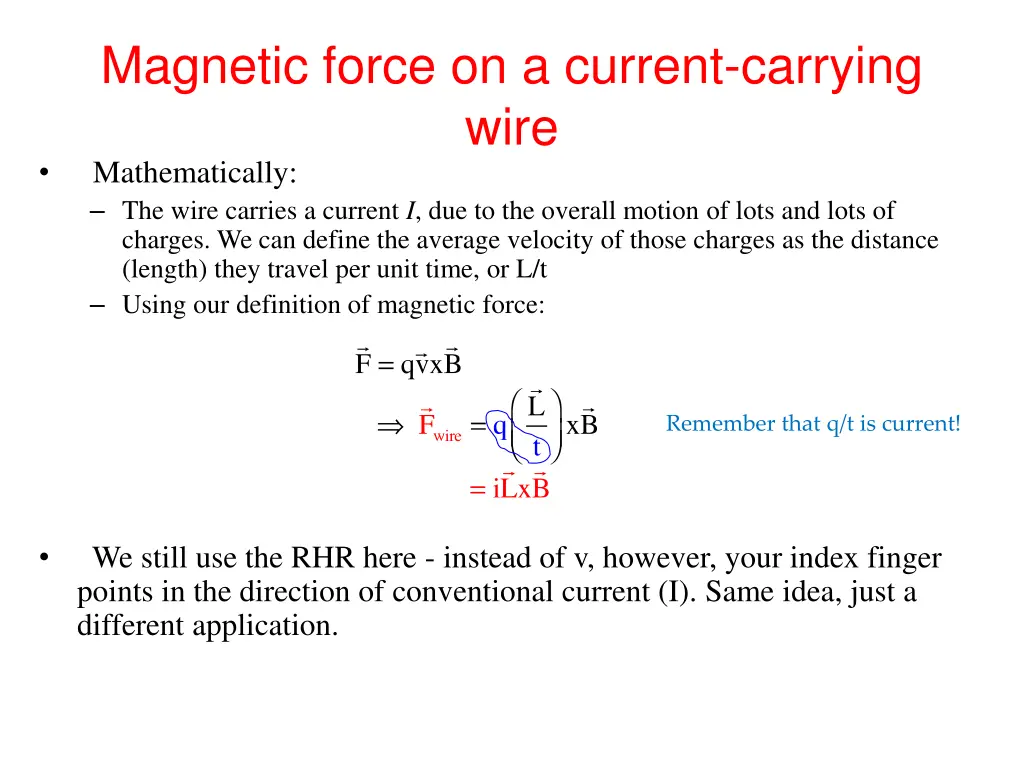 magnetic force on a current carrying wire