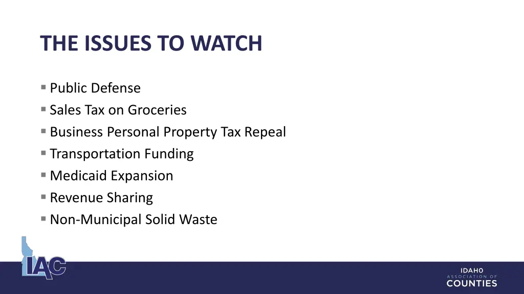 the issues to watch