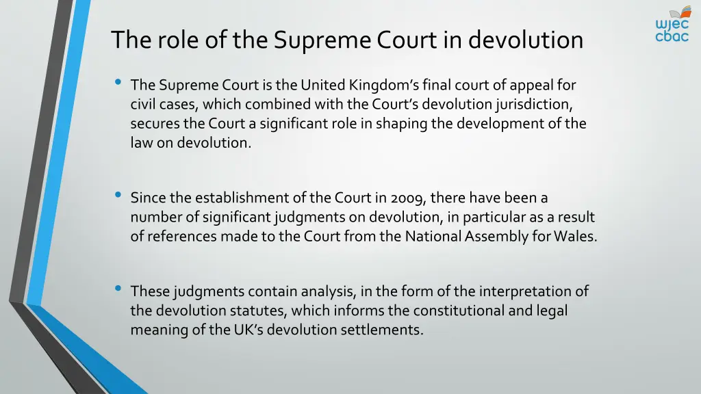 the role of the supreme court in devolution
