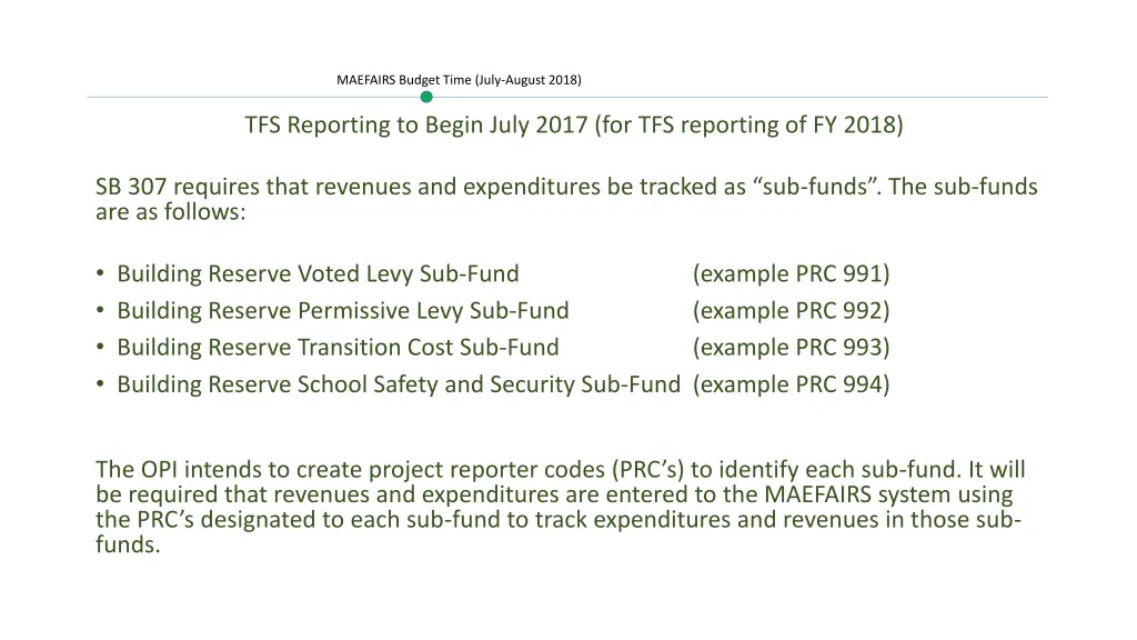 maefairs budget time july august 2018