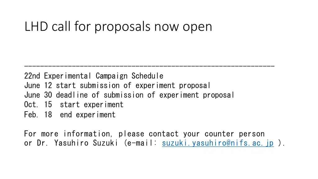 lhd call for proposals now open