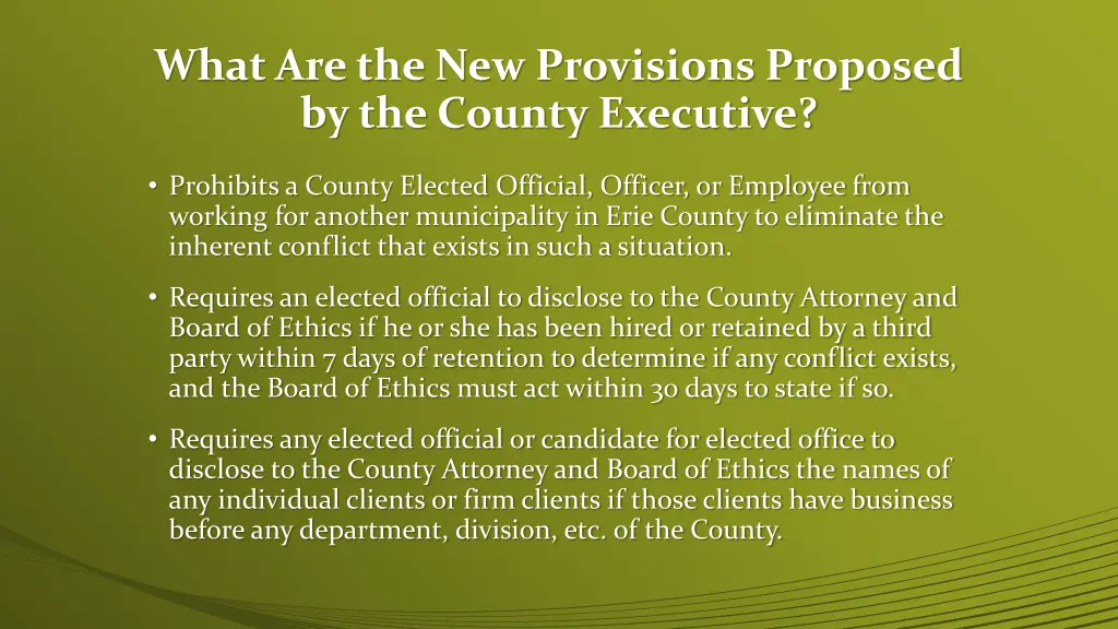 what are the new provisions proposed 1