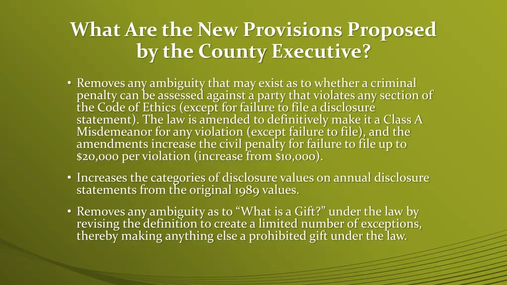 what are the new provisions proposed 2