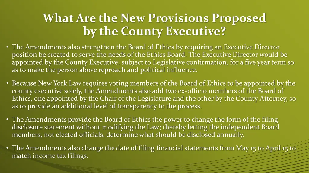 what are the new provisions proposed 3