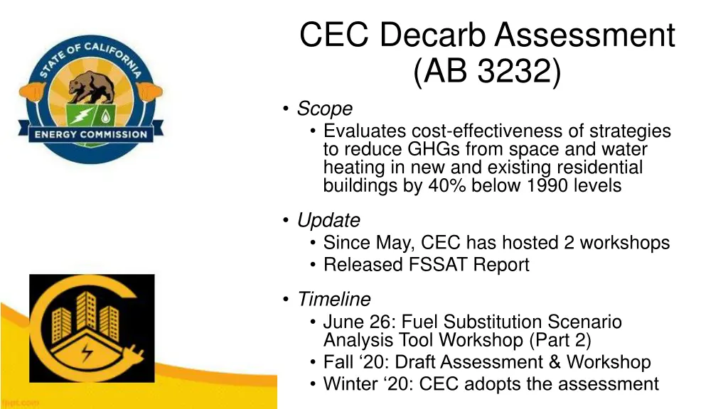 cec decarb assessment ab 3232 scope evaluates