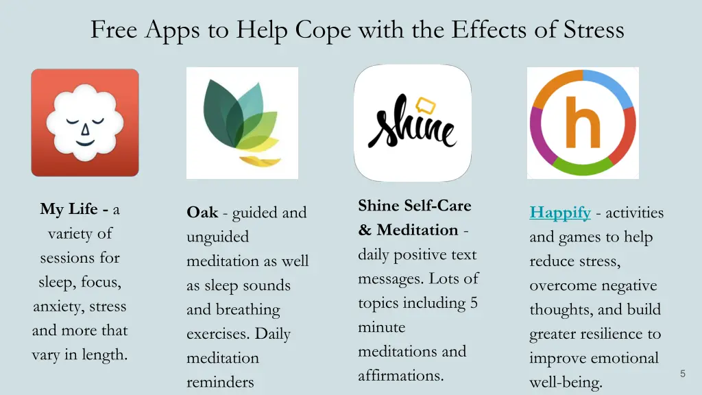 free apps to help cope with the effects of stress