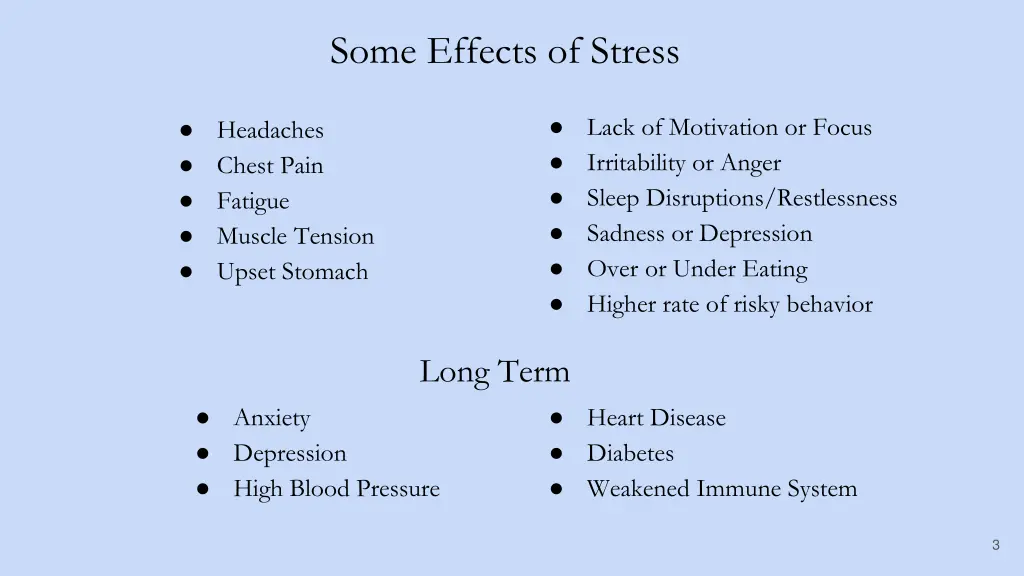 some effects of stress