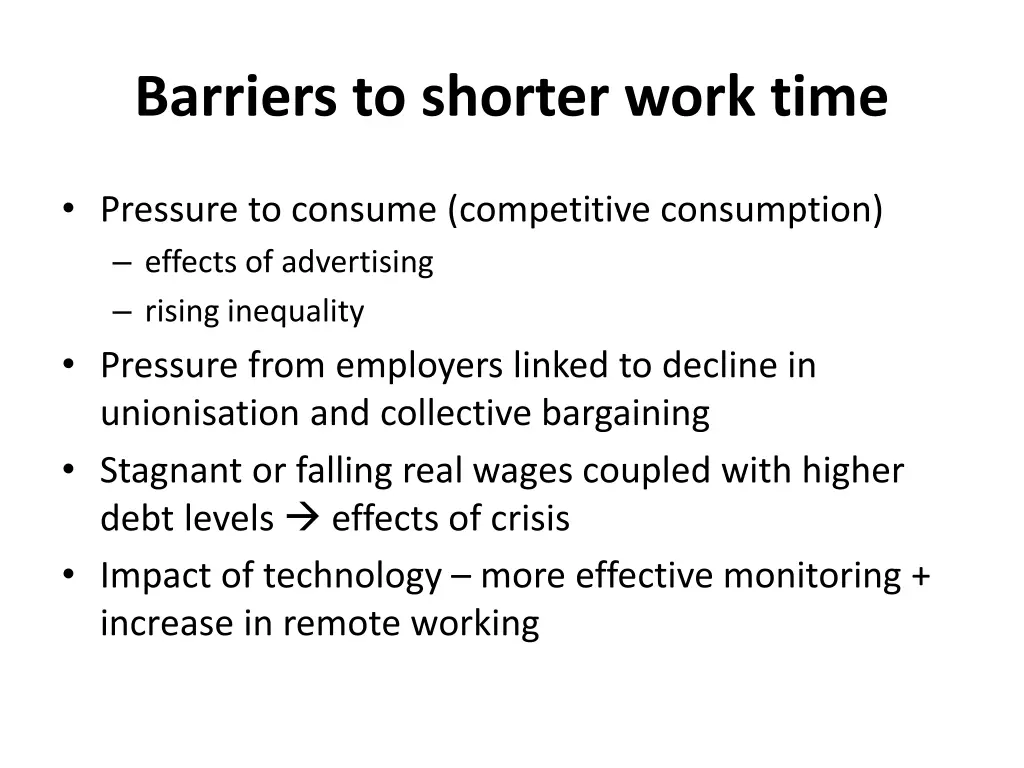 barriers to shorter work time