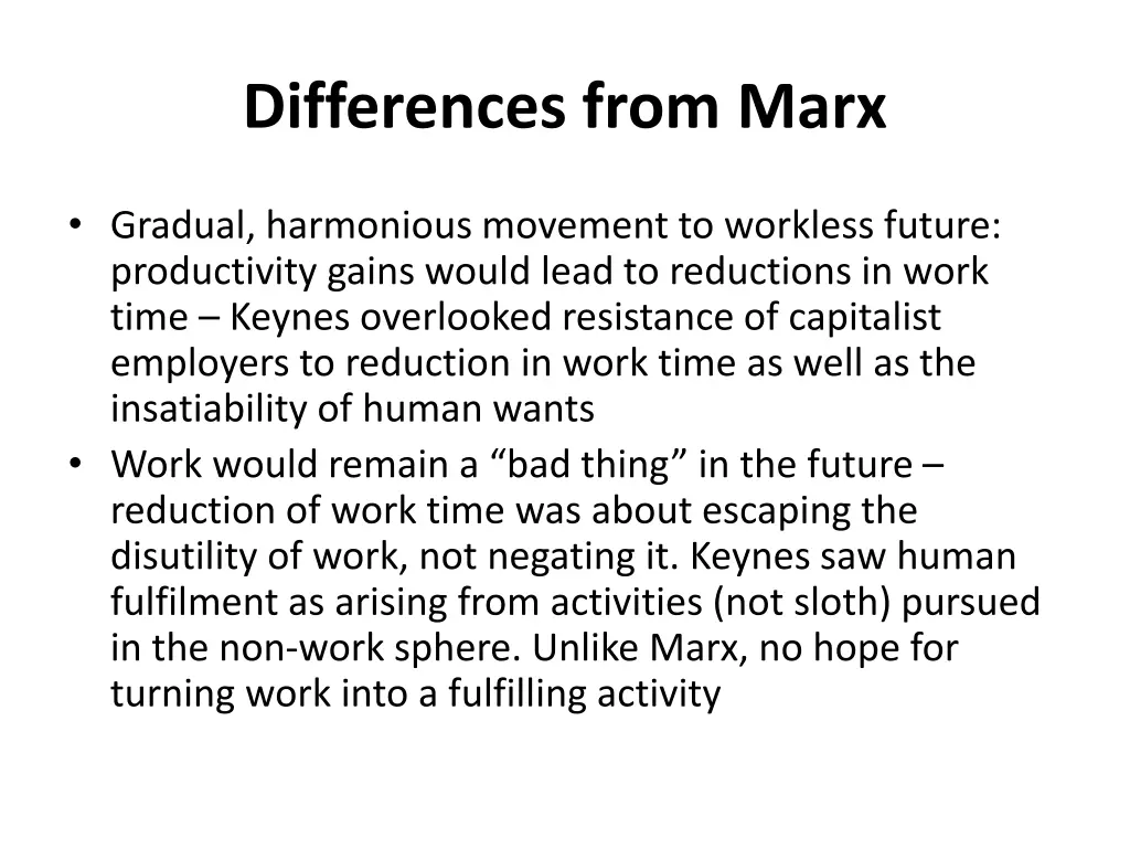 differences from marx