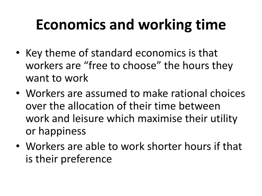 economics and working time