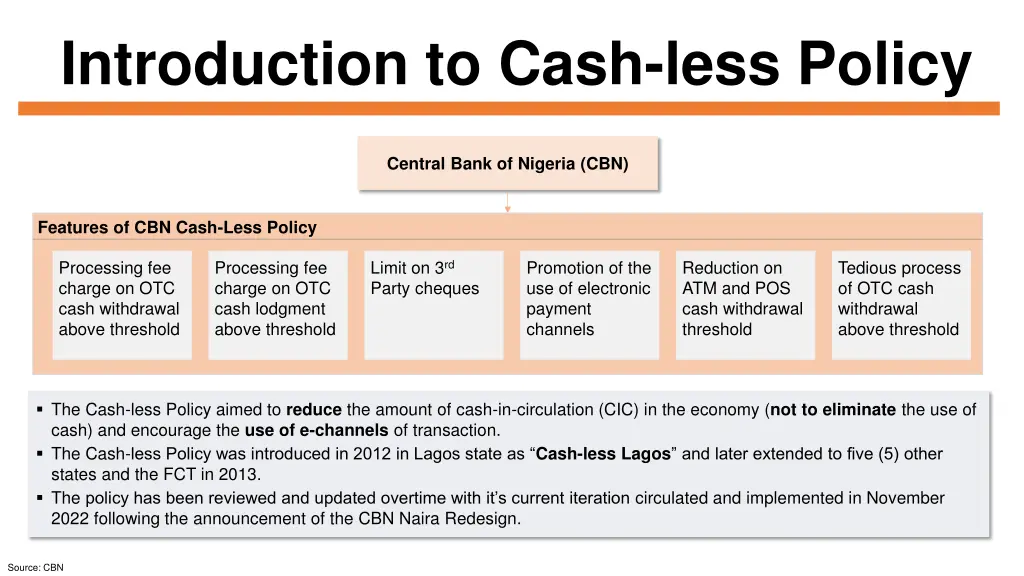 introduction to cash less policy