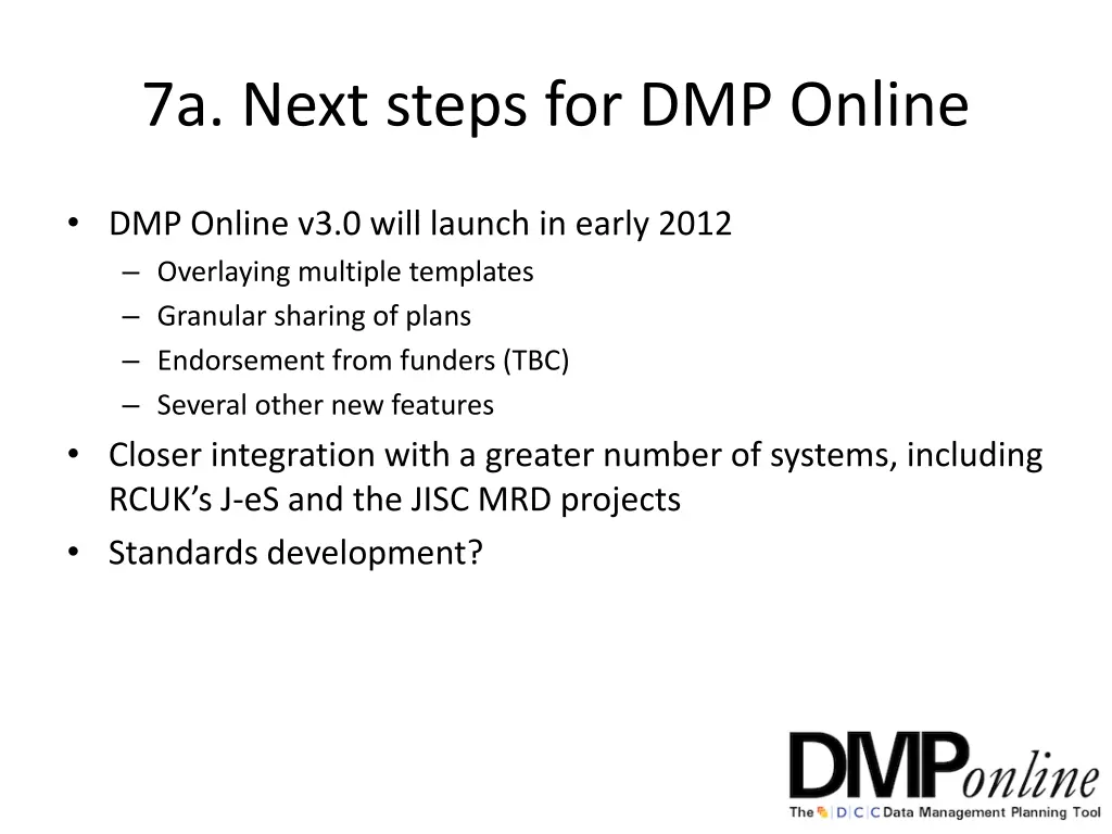 7a next steps for dmp online
