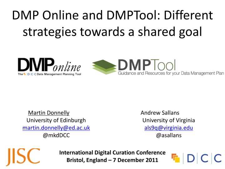 dmp online and dmptool different strategies
