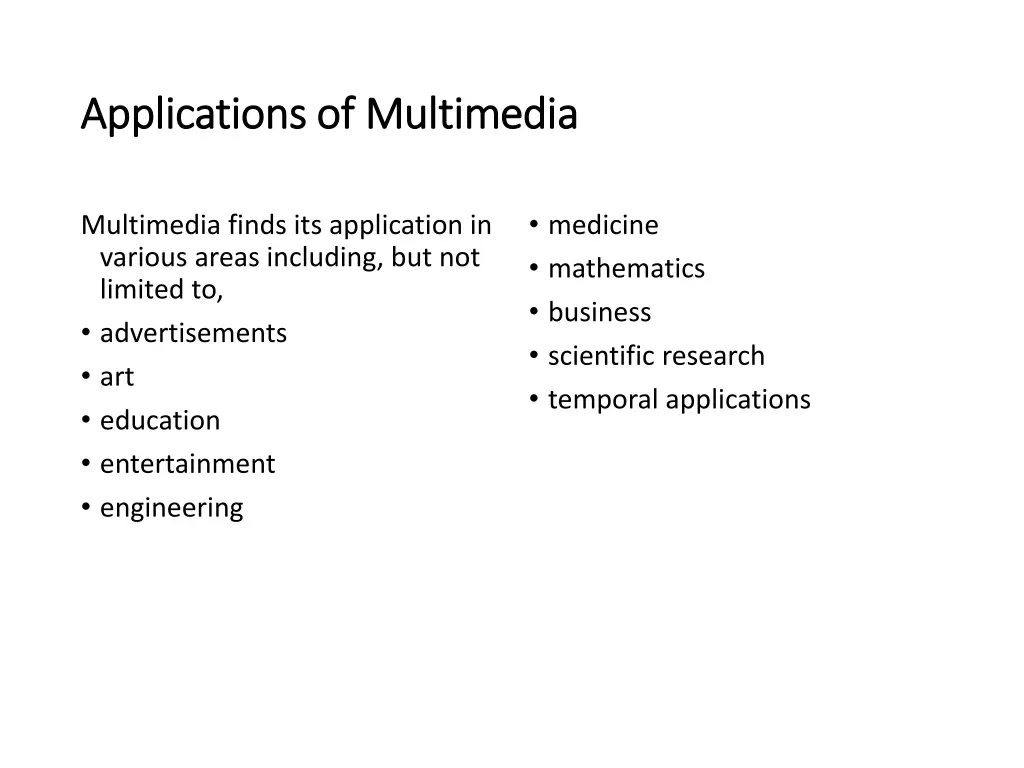 applications of multimedia applications