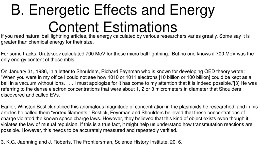 b energetic effects and energy content