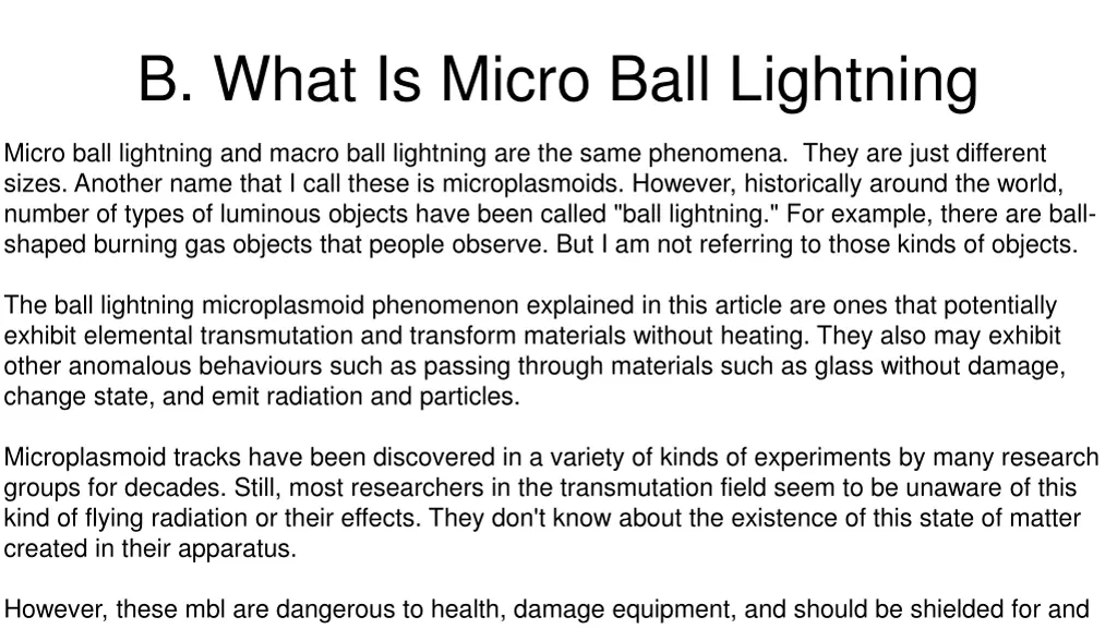 b what is micro ball lightning