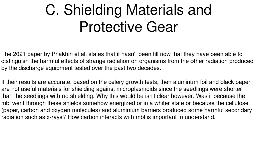 c shielding materials and protective gear