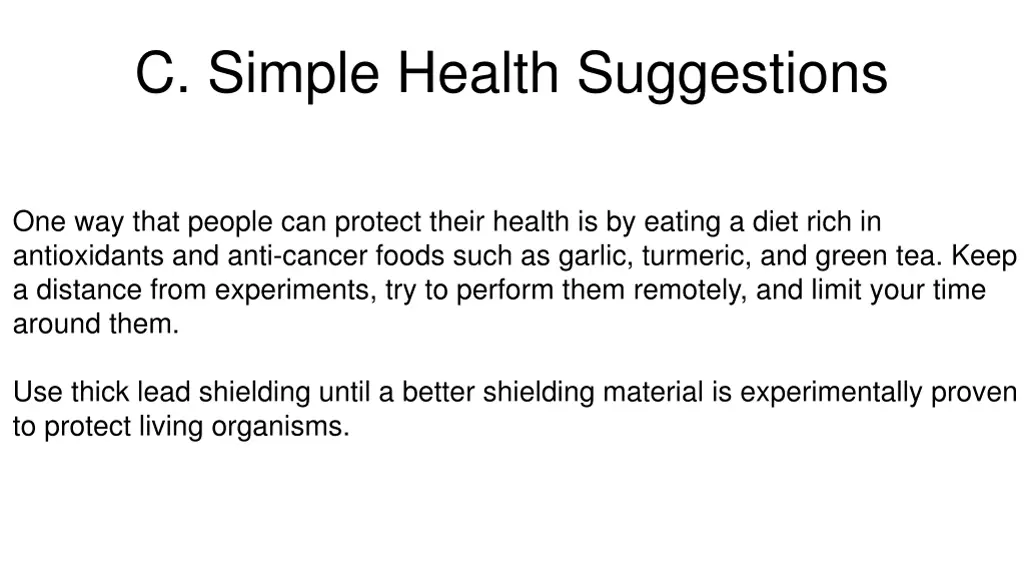 c simple health suggestions