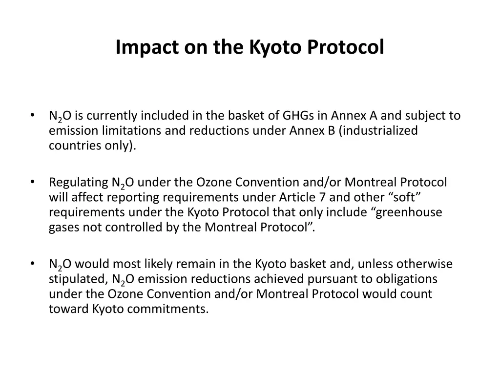 impact on the kyoto protocol