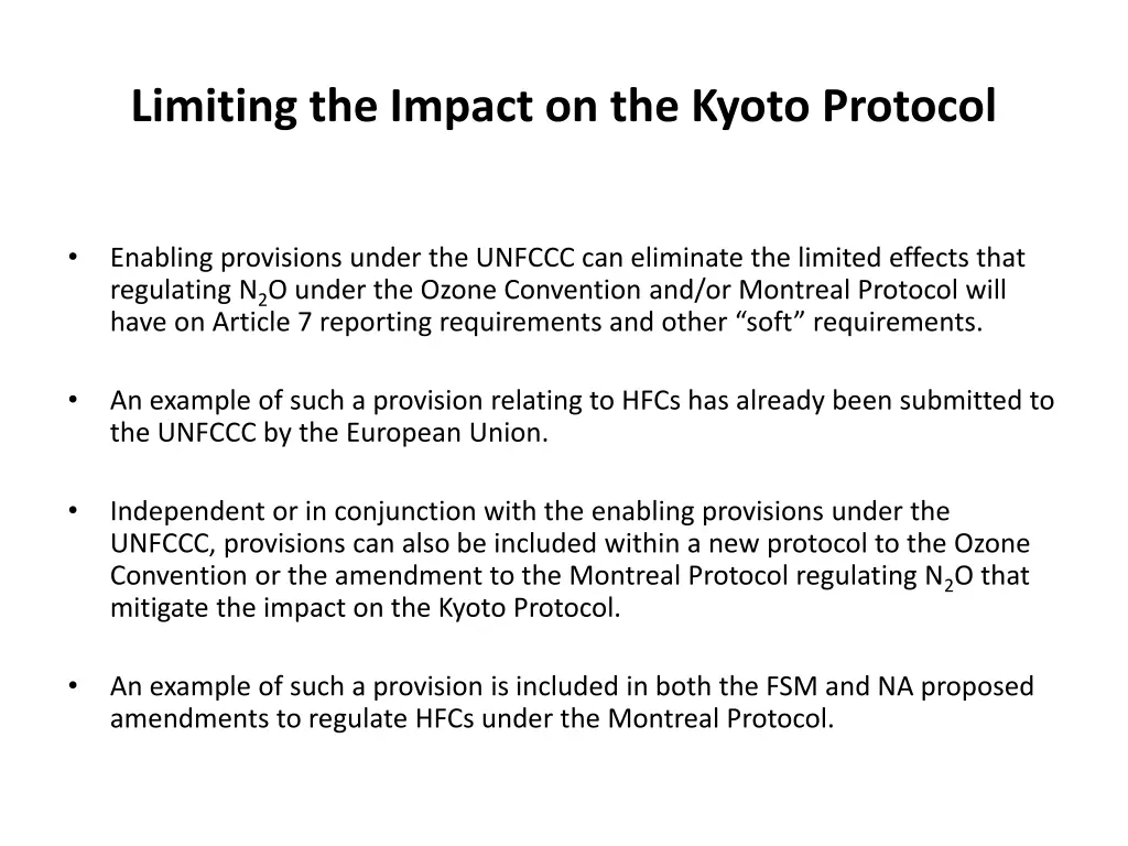 limiting the impact on the kyoto protocol