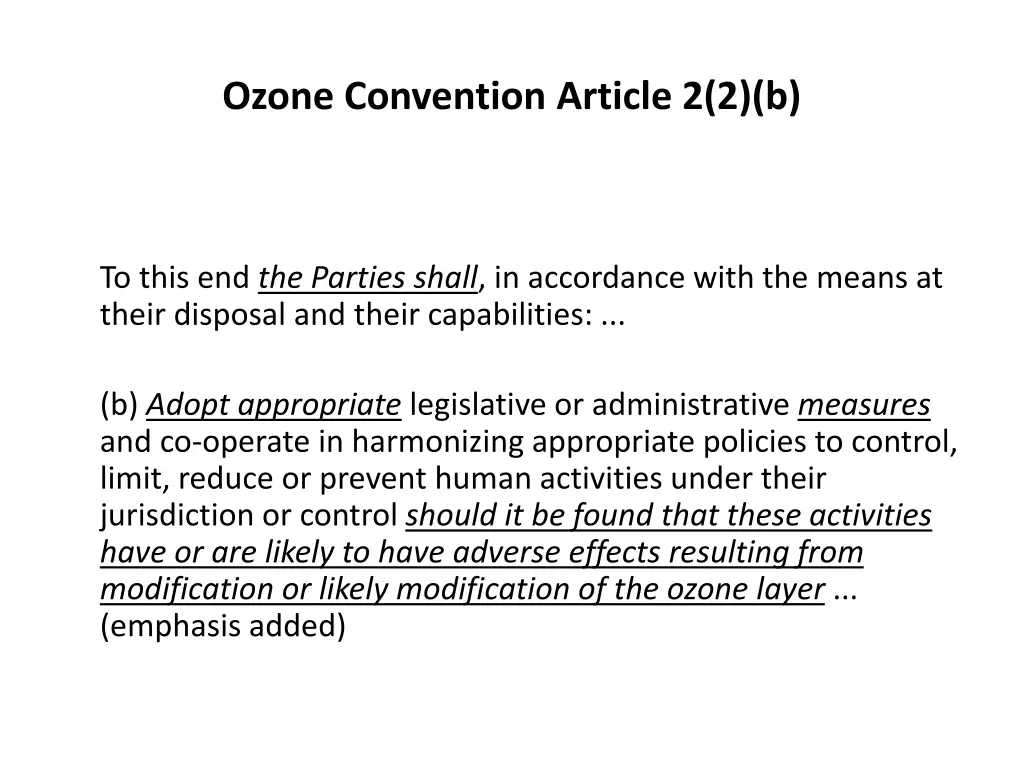 ozone convention article 2 2 b