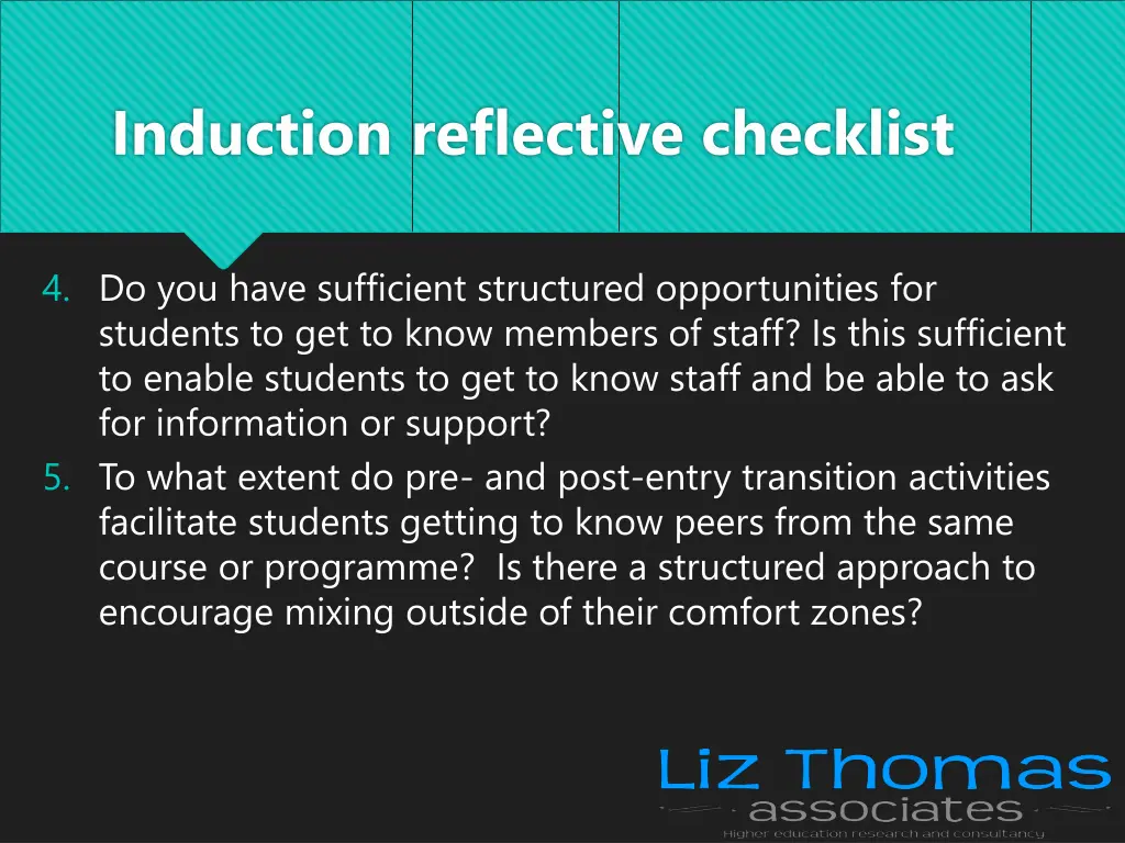 induction reflective checklist 1