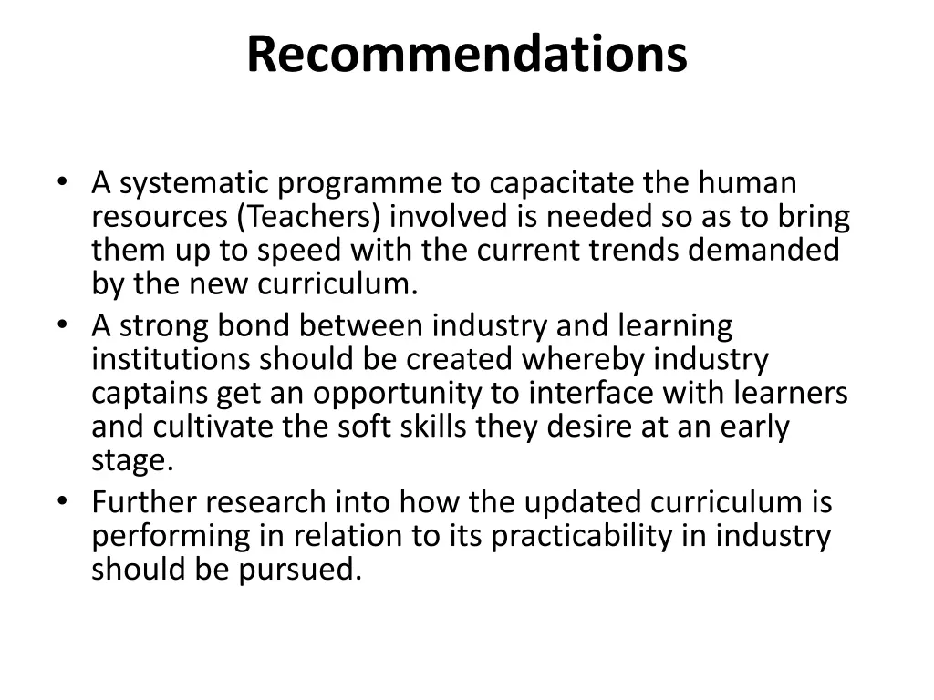 recommendations 1
