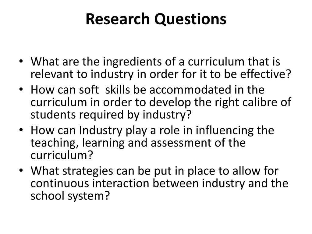 research questions