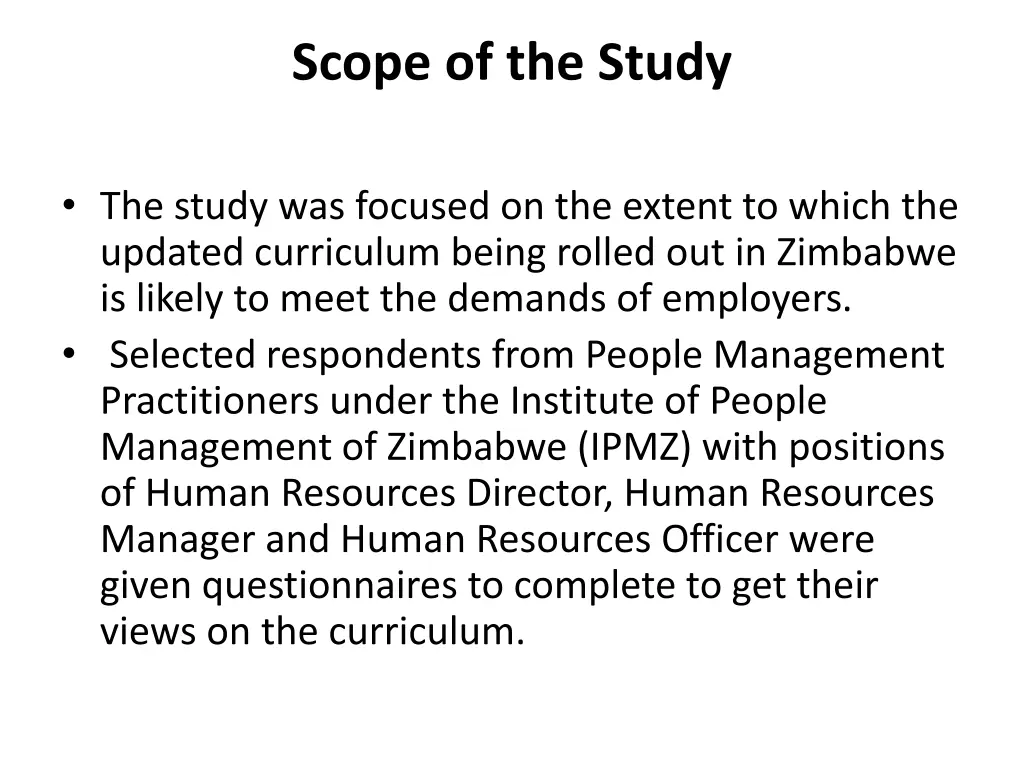 scope of the study