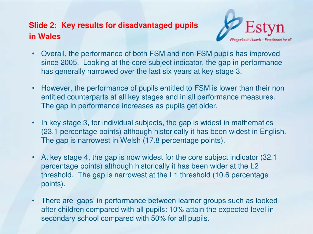 slide 2 key results for disadvantaged pupils