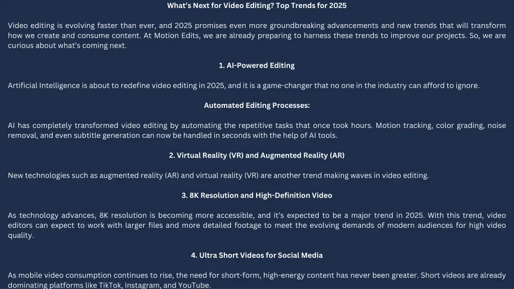 what s next for video editing top trends for 2025