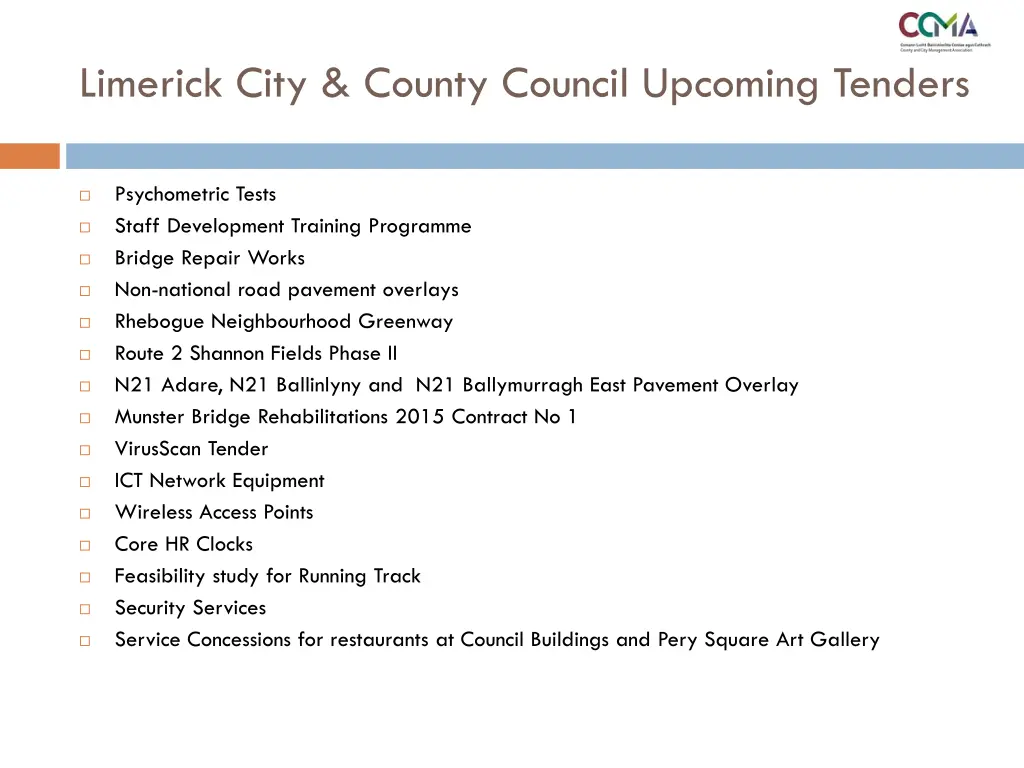 limerick city county council upcoming tenders