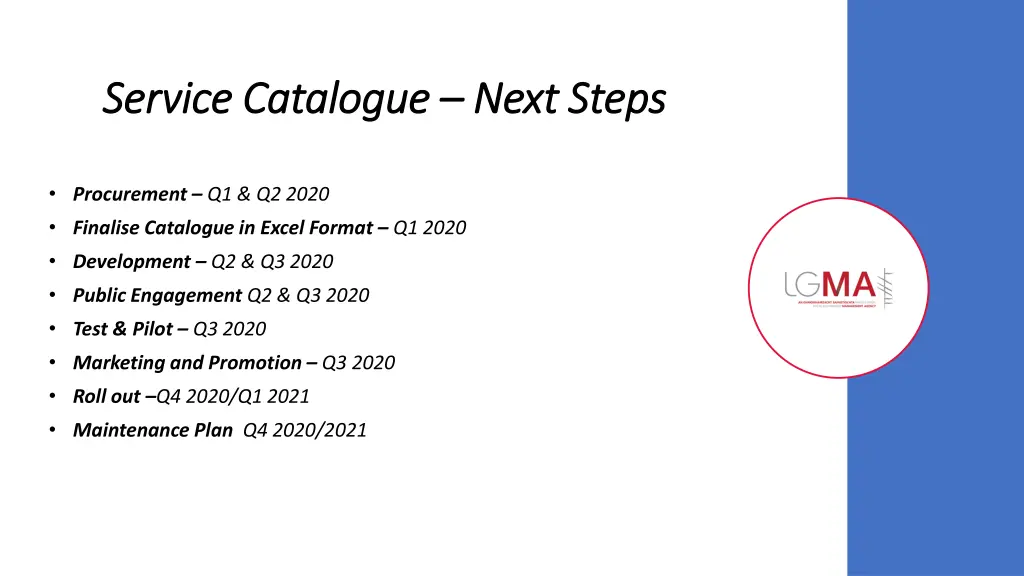 service catalogue service catalogue next steps
