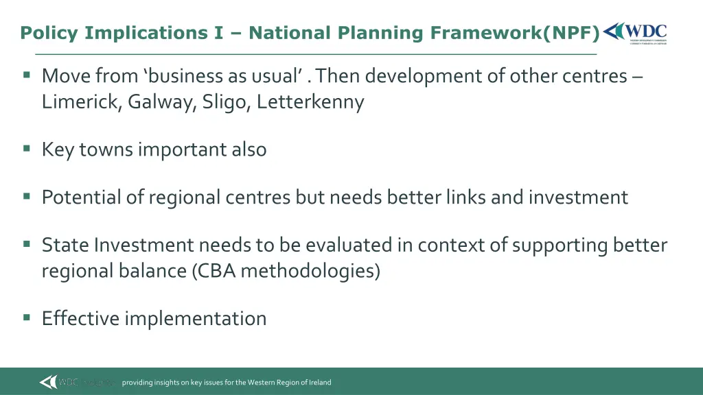 policy implications i national planning framework