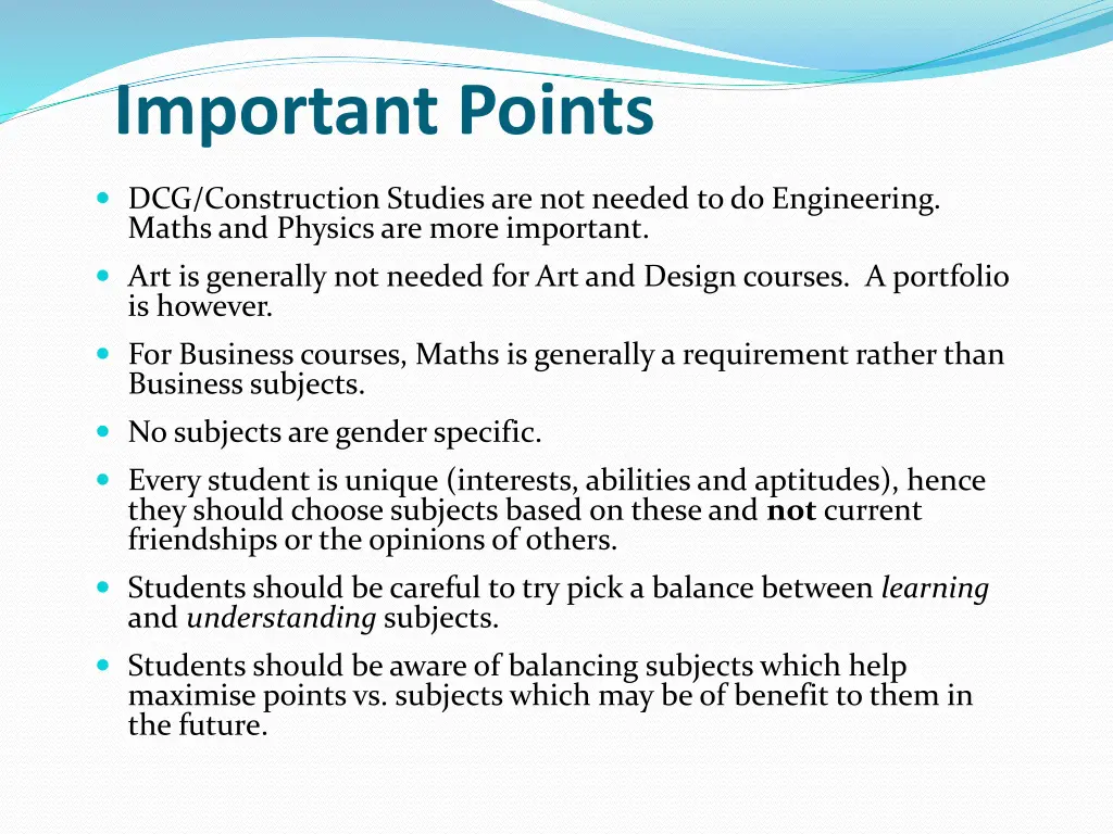 important points