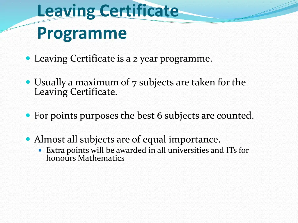 leaving certificate programme